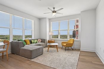 Modern ceiling fans in living and bedroom areas for improved comfort